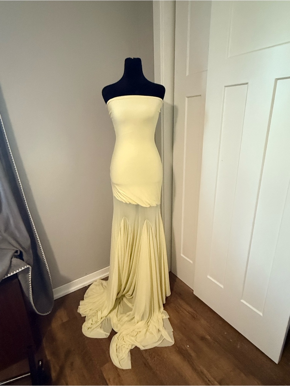 Deme Dahlia Maxi Strapless Dress Medium Butter Yellow